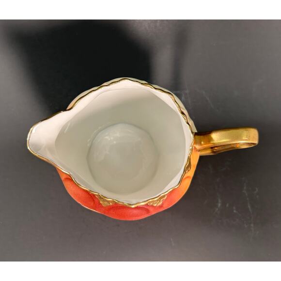 Victorian Rose Porcelain Creamer, German Three Crown - Satin China Gold Trim - Picture 6 of 9